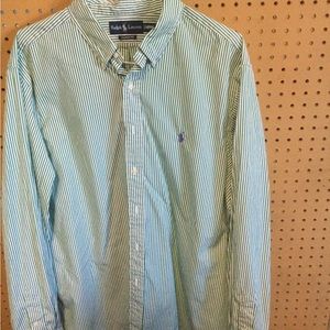 Ralph Lauren Dress Shirt Green White XXL
